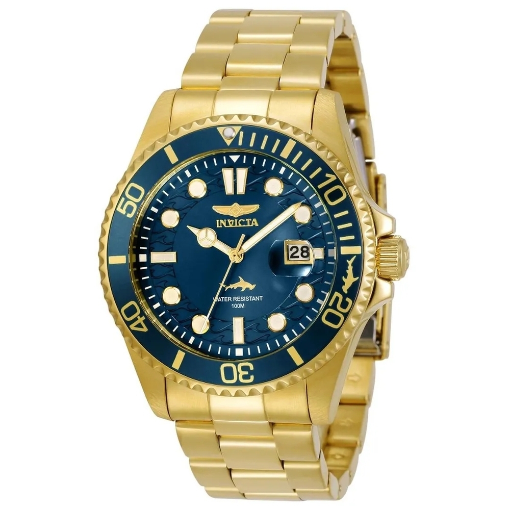 Invicta Gold Watch with Navy Dial